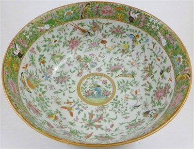 Lot 159 - A Chinese Porcelain Small Punch Bowl, late 19th century, decorated in Cantonese enamels with...