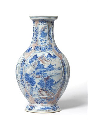 Lot 177 - A Chinese Underglaze Blue and Copper Red Decorated Export Vase, late 18th/early 19th century,...