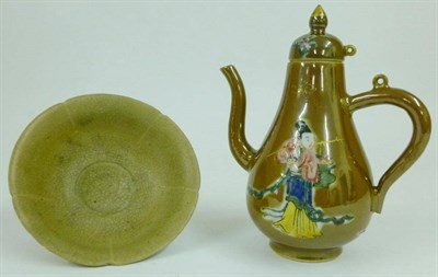 Lot 178 - A Chinese Porcelain Café-au-Lait Glazed "Batavian" Wine Ewer and Cover, circa 1740, of...