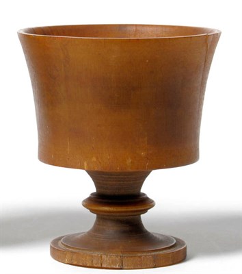 Lot 208 - A Rhinoceros Horn Turned Pedestal Cup, circa 1920, of cylindrical form, 8.5cm high, 90g approx...