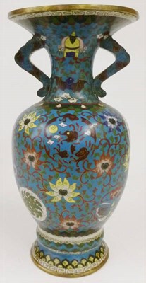 Lot 242 - A Chinese Cloisonné Vase, 19th century, of baluster shape with trumpet neck and S shoulder...