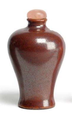 Lot 249 - A Chinese Tea-Dust Glazed Snuff Bottle, Qing Dynasty, of baluster shape, with associated...