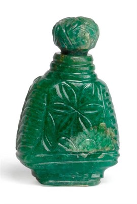 Lot 251 - A Carved Greenstone Scent or Snuff Bottle, possibly Mughal, 18th century, of flattened...