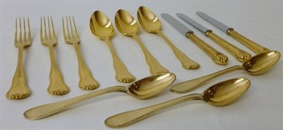 Lot 278 - A French Gilt Metal Dessert Service, Christofle, Paris, circa 1870, King's shape with reeded...