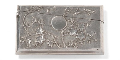 Lot 285 - A Chinese White Metal Card Case, circa 1890, marked 85, rectangular, chased on both sides with...