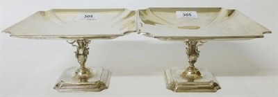 Lot 305 - A Pair of George V Dessert Stands, L A Crichton, London 1921, the square bases with incurved...