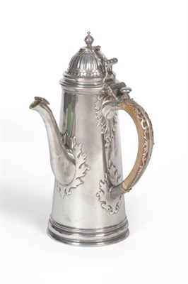 Lot 310 - A George V Chocolate Pot, Wakeley & Wheeler, London 1910, in Queen Anne style, the tapering...