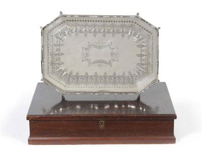 Lot 327 - A Victorian Tray, Turner Bradbury, Sheffield 1895, rectangular with canted corners and raised...