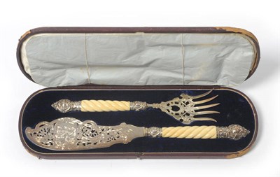 Lot 332 - A Victorian Silver and Ivory Fish Knife and Fork, Harrison Bros & Howson, Sheffield 1855, the...