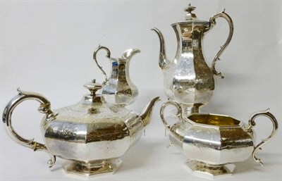 Lot 333 - A Victorian Four Piece Tea and Coffee Set, John & George Angell, London 1843/7, of compressed...