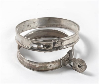 Lot 337 - A Victorian Dog Collar, maker's mark R&H, Sheffield 1849, plain circular with reeded rim, twin...