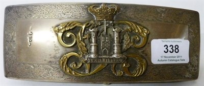 Lot 338 - A Victorian Novelty Sewing Etui, circa 1850, modelled from a military pouch cover bearing the...