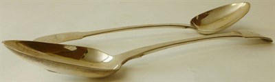 Lot 344 - A Pair of George IV Serving Spoons, William Bateman II, London 1825, Fiddle pattern, crested,...