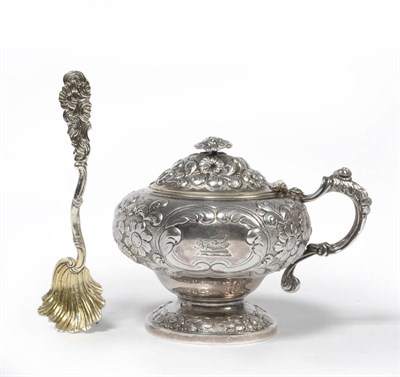 Lot 351 - A George III Mustard Pot and Spoon, Joseph Angell, London 1818, of compressed ogee form with...