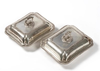 Lot 358 - A Pair of George III Entree Dishes and Covers, Joseph Angell, London 1819, rectangular with...