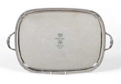 Lot 364 - A George III Tray, Solomon Hougham, London 1808, rounded rectangular with twin loop handles and...