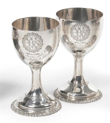 Lot 365 - A Fine Pair of George III Goblets, Walter Brind, London 1771, the gadrooned base rising to a...