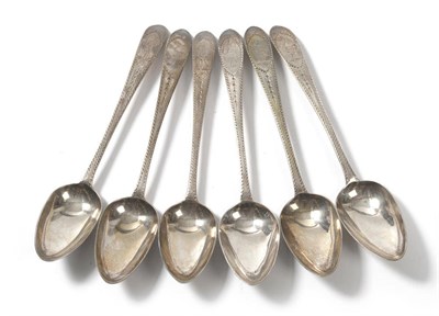 Lot 366 - A Set of Six George III Irish Table Spoons, two Isaac D'Olier, four JS, all Dublin, 1790, Old...