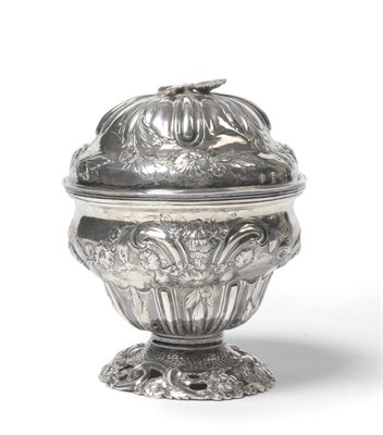 Lot 372 - A George III Sugar Bowl and Cover, Samuel Taylor, London 1761, the foliate cast openwork foot...