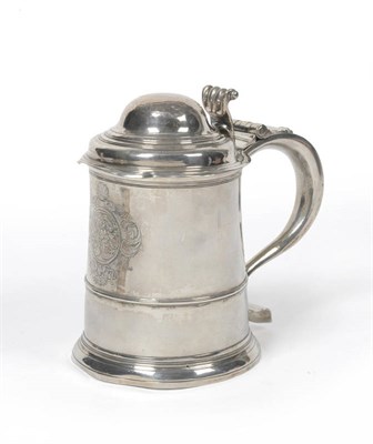 Lot 381 - A George II Tankard, James Smith, London 1736, the plain cylindrical girdled body with domed...