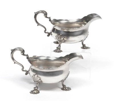 Lot 382 - A Pair of George II Sauceboats, Fuller White, London 1748, of low bellied form with waved...