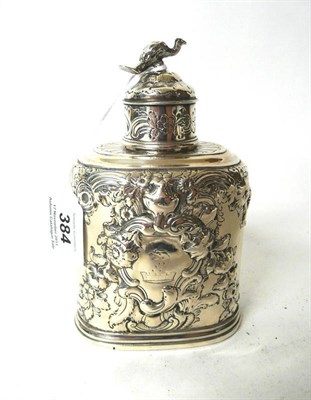 Lot 384 - A George II Tea Caddy, Gabriel Sleath, London 1751, of oval canister form with sliding base and...