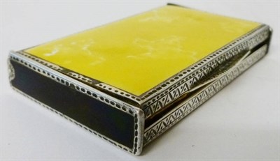 Lot 392 - A Continental Silver and Enamelled Snuff Box, import marks 1927, of rectangular shape with...