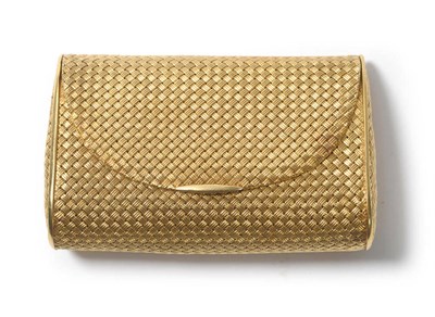 Lot 395 - An Italian Gold Purse, circa 1950, stamped 750, of tapering rectangular form with basketweave...