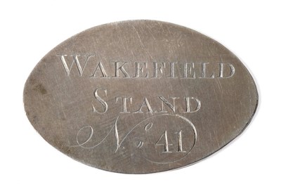 Lot 402 - A George III Silver Race Ticket, unmarked, circa 1780, plain oval, for the Pontefract Races,...