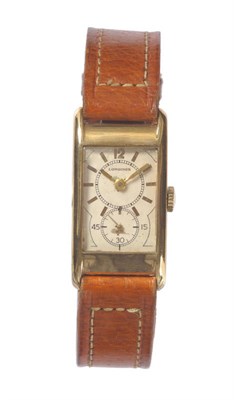 Lot 411 - A 9ct Gold Rectangular Wristwatch, signed Longines, so called Doctor's Watch, 1933, 17-jewel...