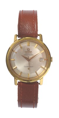 Lot 412 - An 18ct Gold Automatic Calendar Centre Seconds Wristwatch, signed Omega, model: Constellation,...