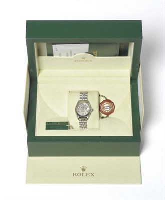 Lot 417 - A Lady's Stainless Steel Automatic Calendar Centre Seconds Wristwatch with Diamond Set Hour...