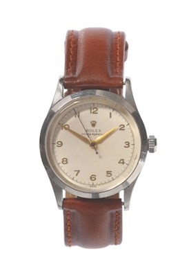 Lot 419 - A Stainless Steel Automatic Centre Seconds Wristwatch, signed Rolex, Oyster Perpetual, Ref:...