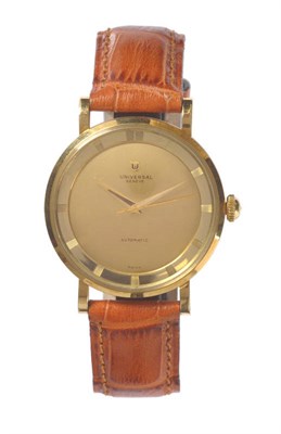 Lot 421 - An 18ct Gold Automatic Centre Seconds Wristwatch, signed Universal, Geneve, circa 1960,...