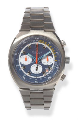 Lot 424 - A Stainless Steel Calendar Chronograph Wristwatch, signed Breitling, Geneve, Model: TransOcean,...