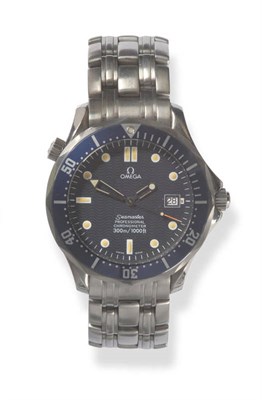 Lot 428 - A Stainless Steel Automatic Calendar Centre Seconds Wristwatch, signed Omega, model: Seamaster,...