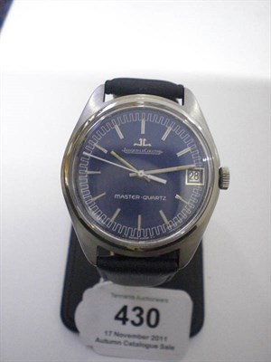 Lot 430 - A Stainless Steel Quartz Calendar Centre Seconds Wristwatch, signed Jaeger LeCoultre,...