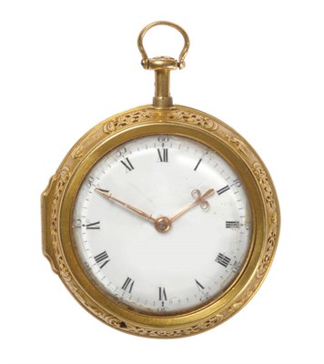 Lot 442 - A Gold Repousse Pair Cased Repeating Verge Pocket Watch, signed J Gerrard, London, circa 1760, gilt