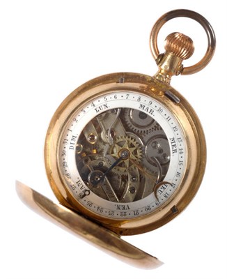 Lot 446 - An Unusual Double Dialled Full Hunting Cased Calendar Pocket Watch, circa 1890, nickel finished...