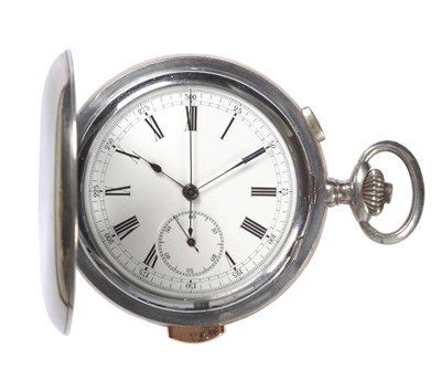 Lot 451 - A Quarter Repeating Chronograph Keyless Lever Pocket Watch, circa 1910, frosted gilt finished lever