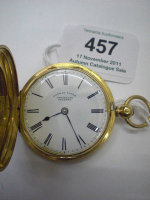 Lot 457 - An 18ct Gold Full Hunting Cased Lever Pocket Watch, retailed by Thomas Yates, Friargate,...