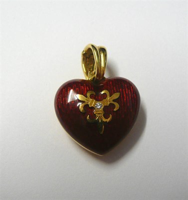 Lot 477 - A Heart Pendant, by Faberge, the front enamelled in red, and overlaid with a triple...