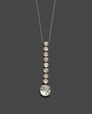 Lot 478 - An Edwardian Diamond Necklace, a row of old cut diamonds in white millegrain settings surmount...