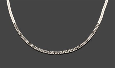 Lot 574 - A Diamond Necklace, round brilliant cut diamonds in white claw settings to the central section,...