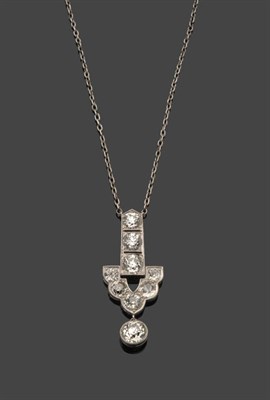 Lot 606 - An Art Deco Diamond Necklace, old brilliant cut diamonds in an articulated geometric form, to a...