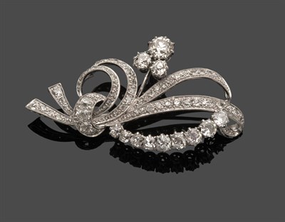 Lot 641 - A Diamond Spray Brooch, old brilliant cut diamonds in white claw settings, total estimated...