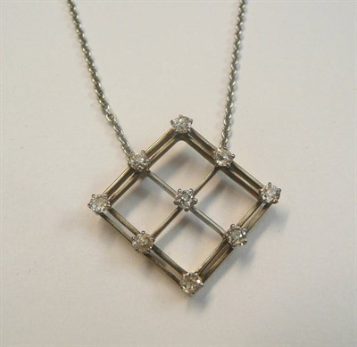 Lot 663 - An Early 20th Century Diamond Pendant, a square pendant with nine old cut diamonds arranged in grid