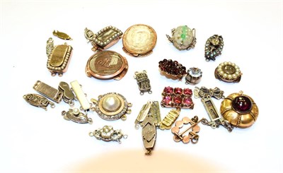 Lot 81 - A quantity of assorted Georgian and Victorian gold and gem set clasps including garnet...