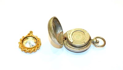 Lot 123 - A 22 carat gold band ring, a Georgian shield back coin with applied suspension loop, gilt metal fob