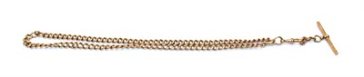 Lot 126 - A 9 carat gold curb link watch chain with attached 9 carat gold t-bar